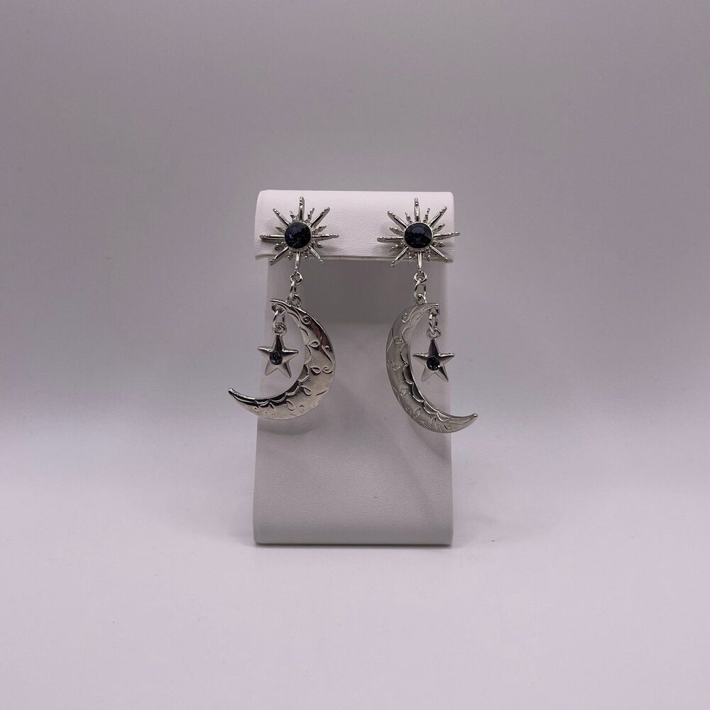 ASOS Design Celestial Burnished Detailed Sun, Moon & Star Drop Earrings
